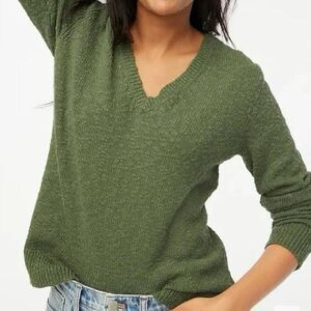 J. Crew Olive V-Neck Sweater